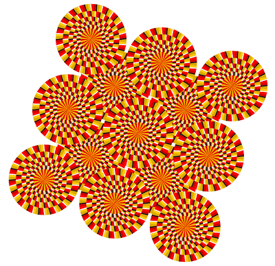 discos con seccions pintadas a cores que producen efecto de xiro