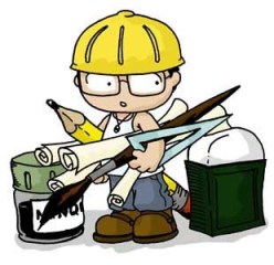 obreiro da construcion con planos e lapis