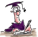 monigote vestido con toga escribindo